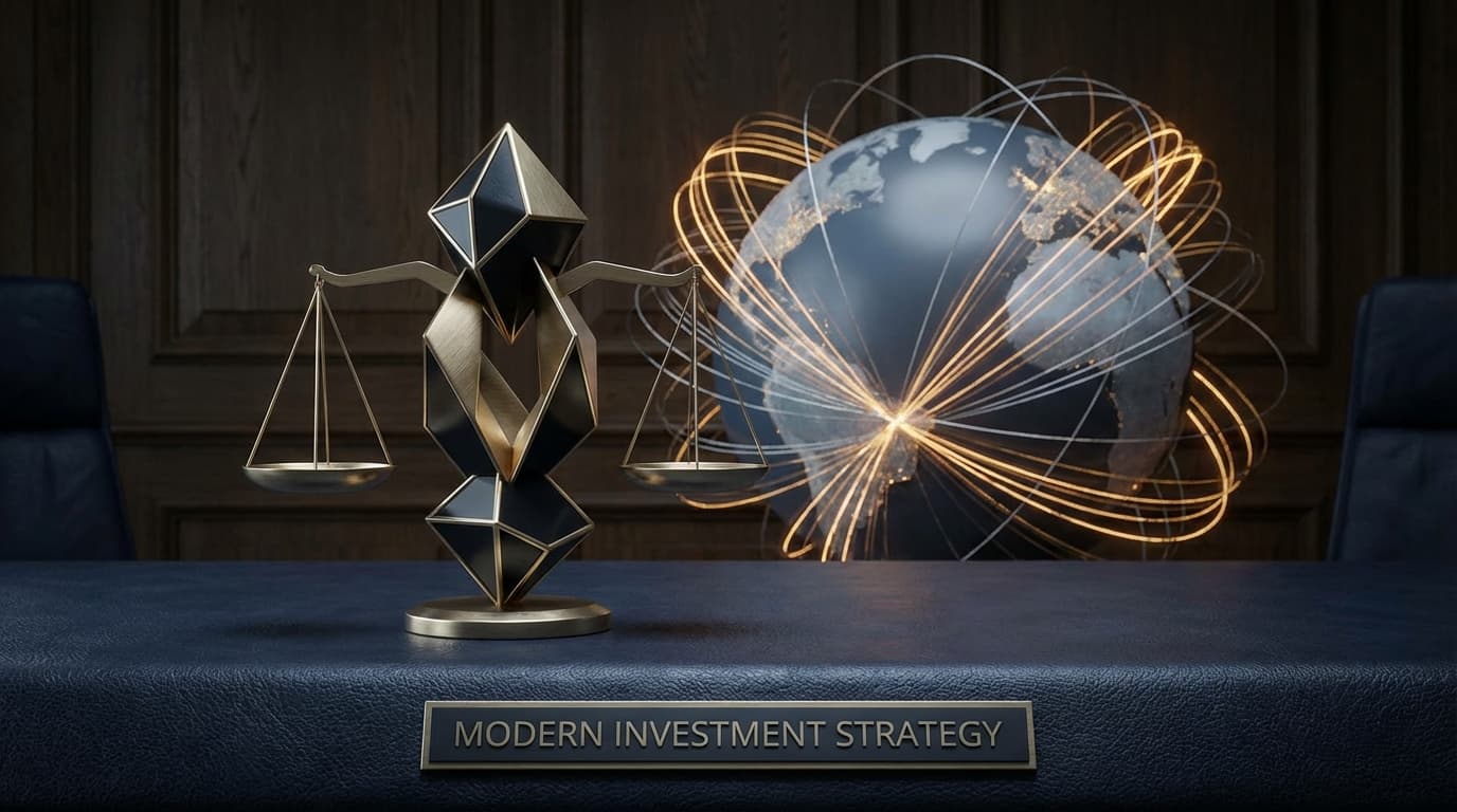 Abstract visualization of portfolio strategy and investment allocation